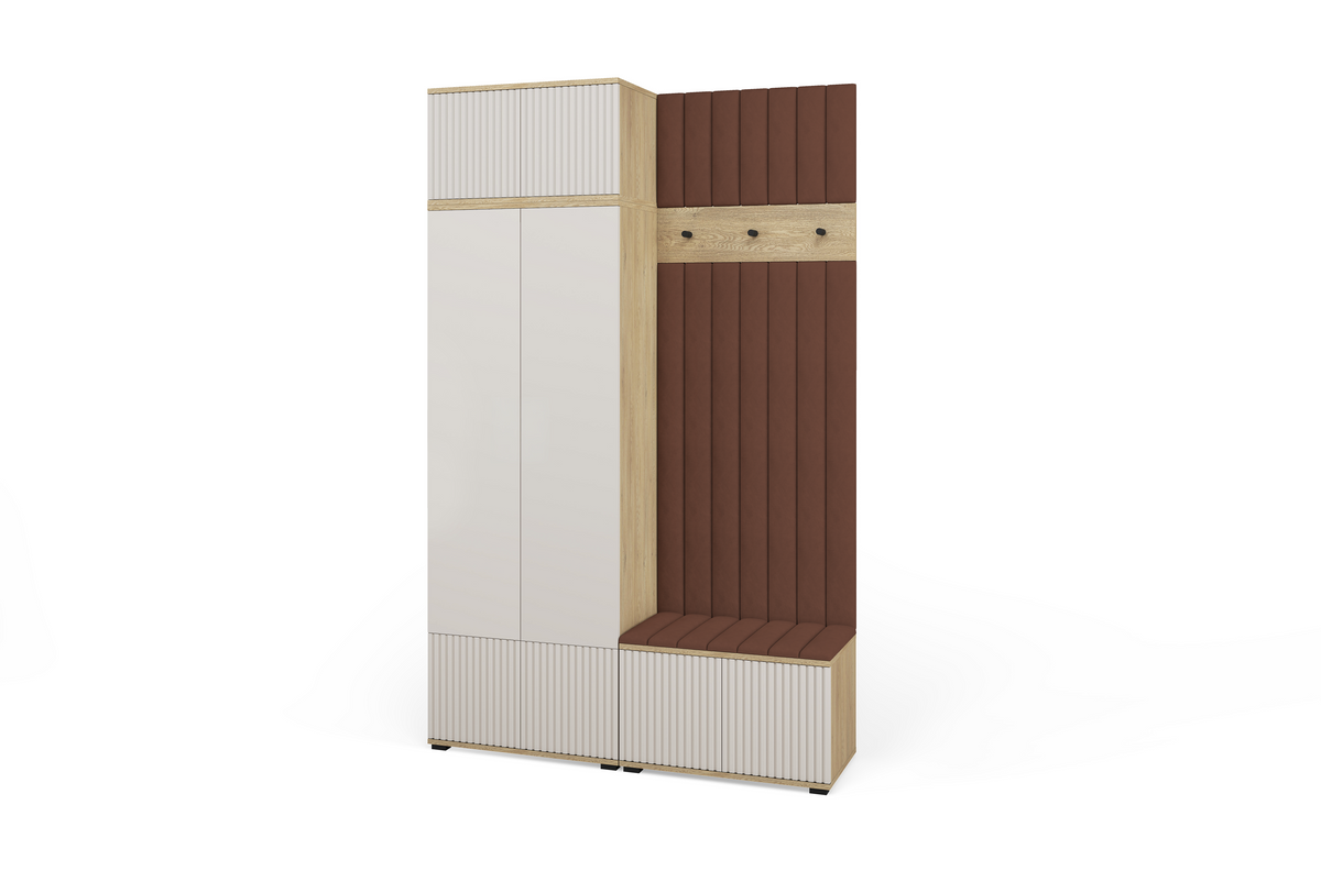 Bello Hallway Wardrobe Set 4 – Choose Leg Height, Mirror & Panel Colour | Cashmere & Cremona Oak