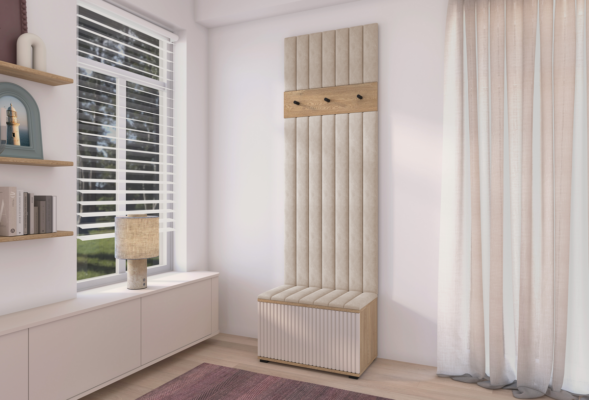 Bello Hallway Set 6 – Choose Leg Height & Panel Colour | Cashmere & Cremona Oak