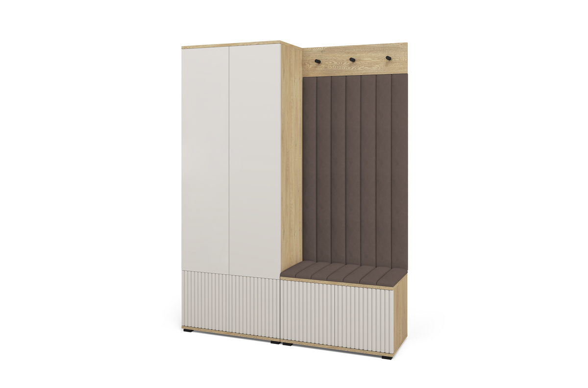 Bello Hallway Wardrobe Set 1 – Choose Leg Height, Mirror & Panel Colour | Cashmere & Cremona Oak