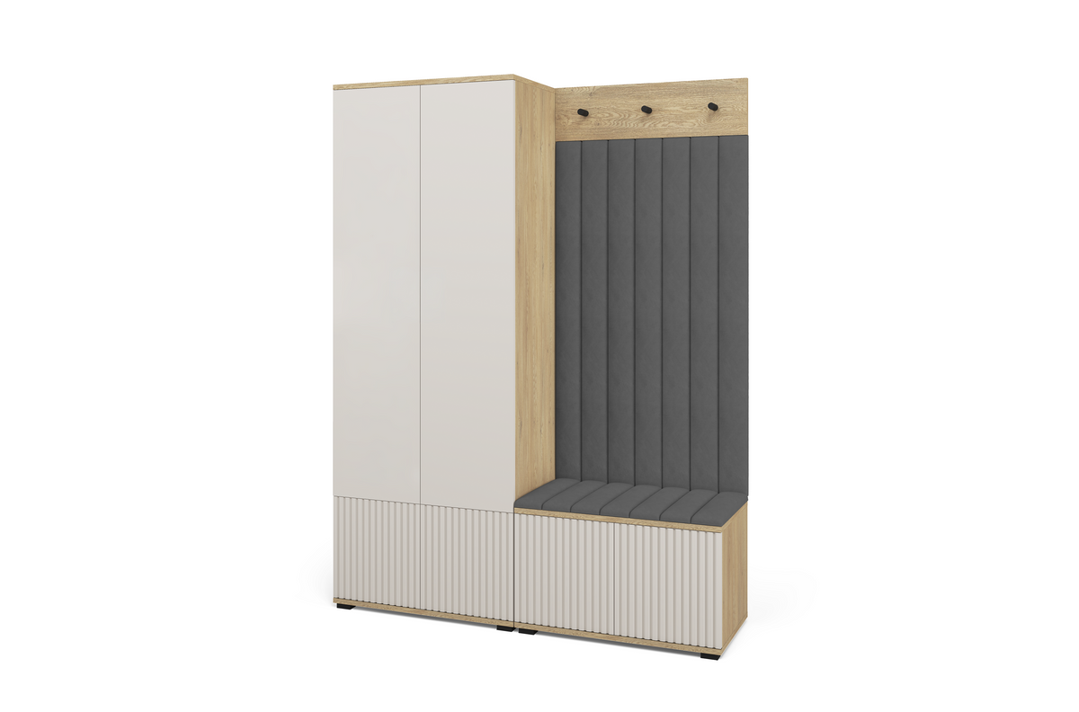 Bello Hallway Wardrobe Set 1 – Choose Leg Height, Mirror & Panel Colour | Cashmere & Cremona Oak