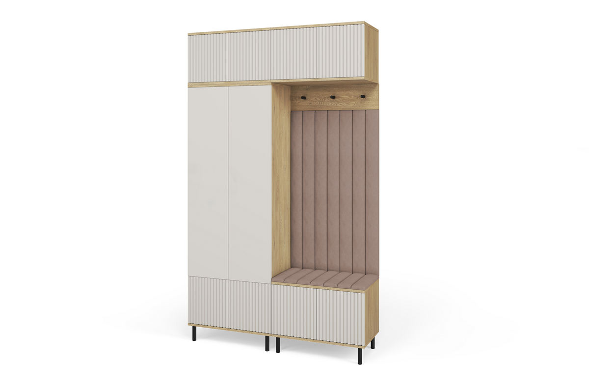 Bello Hallway Wardrobe Set 2 – Choose Leg Height, Mirror & Panel Colour | Cashmere & Cremona Oak
