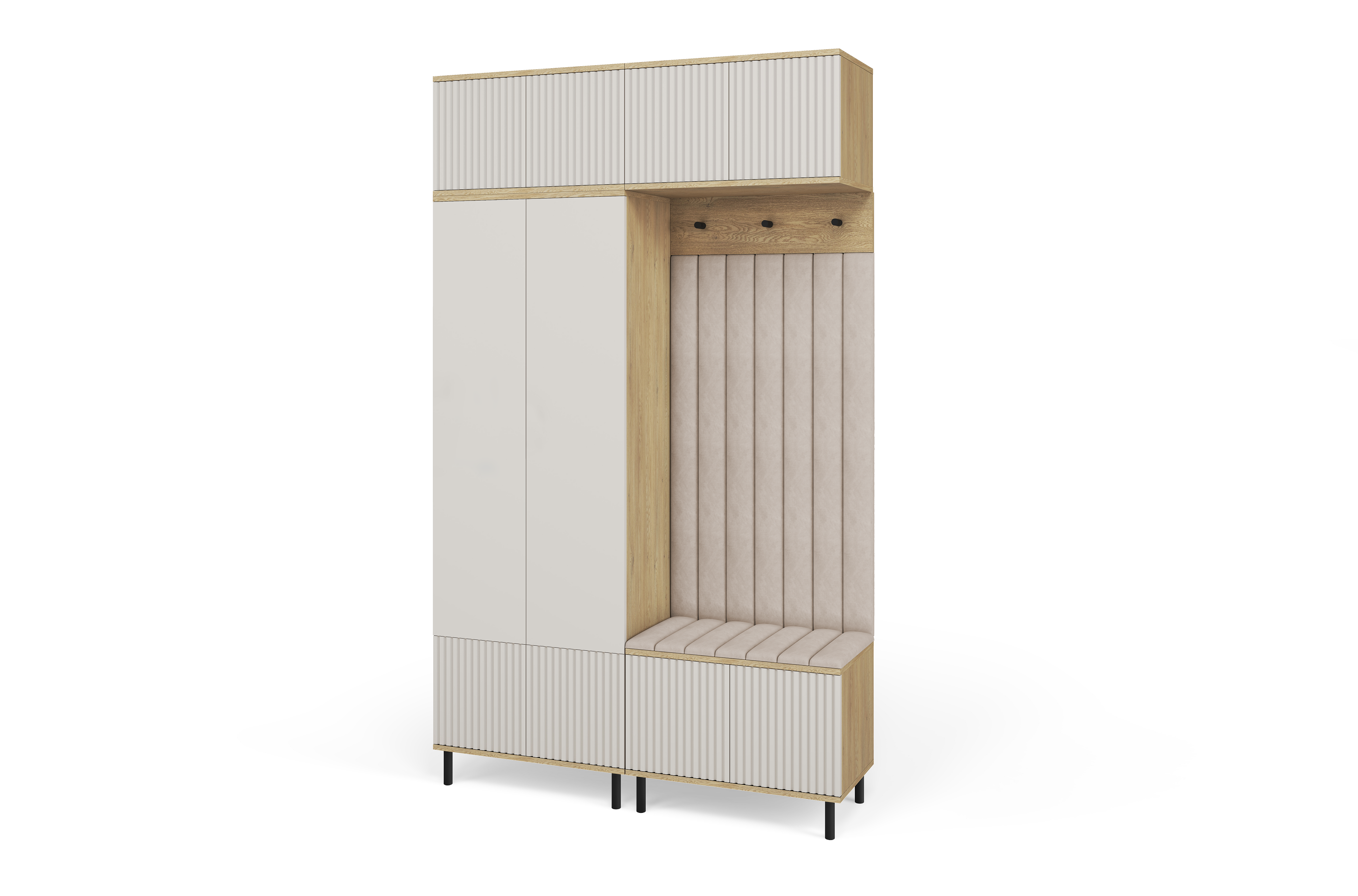 Bello Hallway Wardrobe Set 2 – Choose Leg Height, Mirror & Panel Colour | Cashmere & Cremona Oak