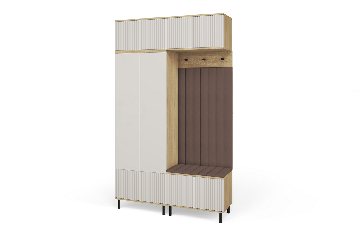 Bello Hallway Wardrobe Set 2 – Choose Leg Height, Mirror & Panel Colour | Cashmere & Cremona Oak
