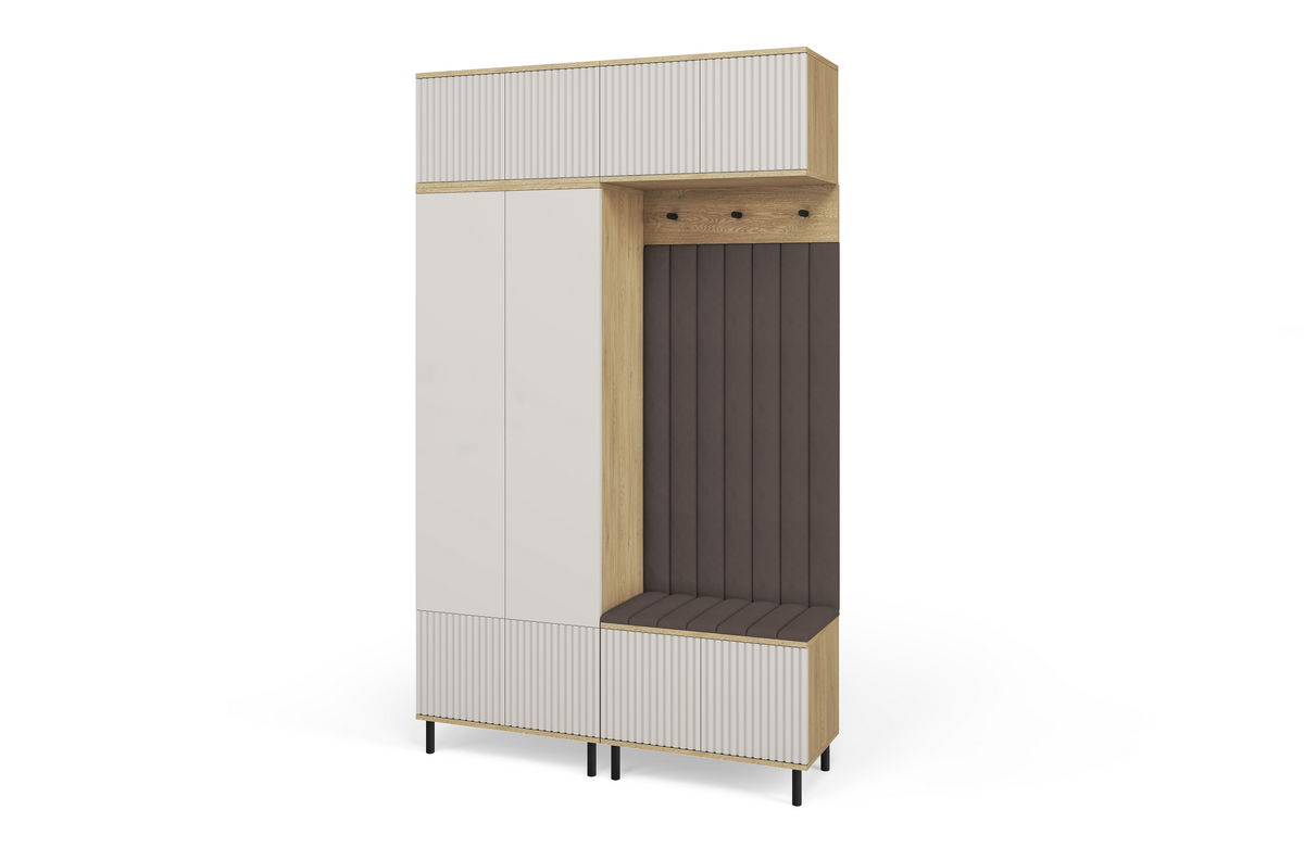 Bello Hallway Wardrobe Set 2 – Choose Leg Height, Mirror & Panel Colour | Cashmere & Cremona Oak