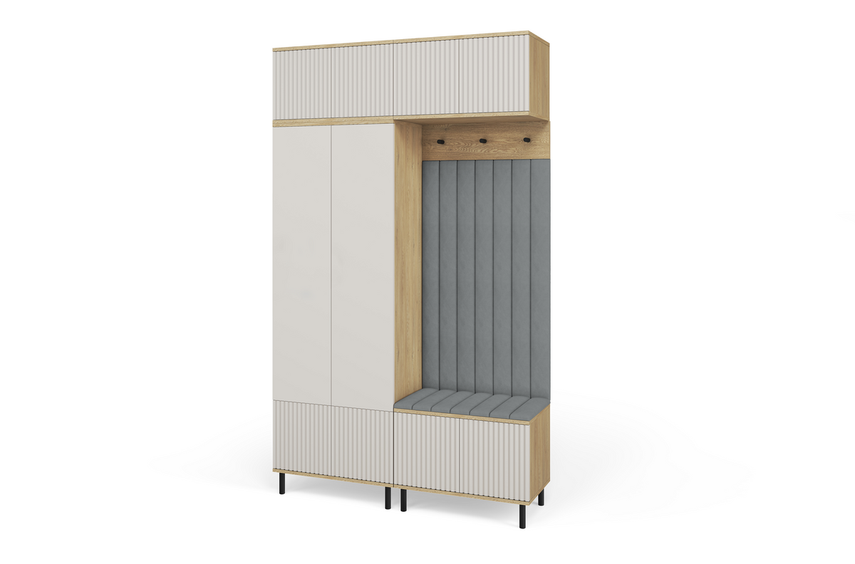 Bello Hallway Wardrobe Set 2 – Choose Leg Height, Mirror & Panel Colour | Cashmere & Cremona Oak