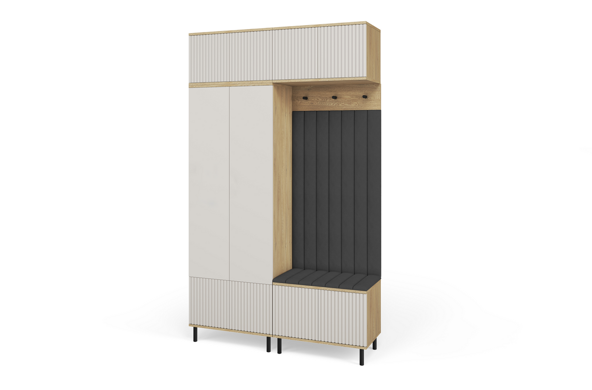 Bello Hallway Wardrobe Set 2 – Choose Leg Height, Mirror & Panel Colour | Cashmere & Cremona Oak