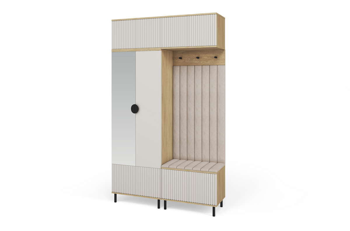 Bello Hallway Wardrobe Set 2 – Choose Leg Height, Mirror & Panel Colour | Cashmere & Cremona Oak