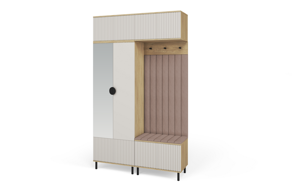 Bello Hallway Wardrobe Set 2 – Choose Leg Height, Mirror & Panel Colour | Cashmere & Cremona Oak