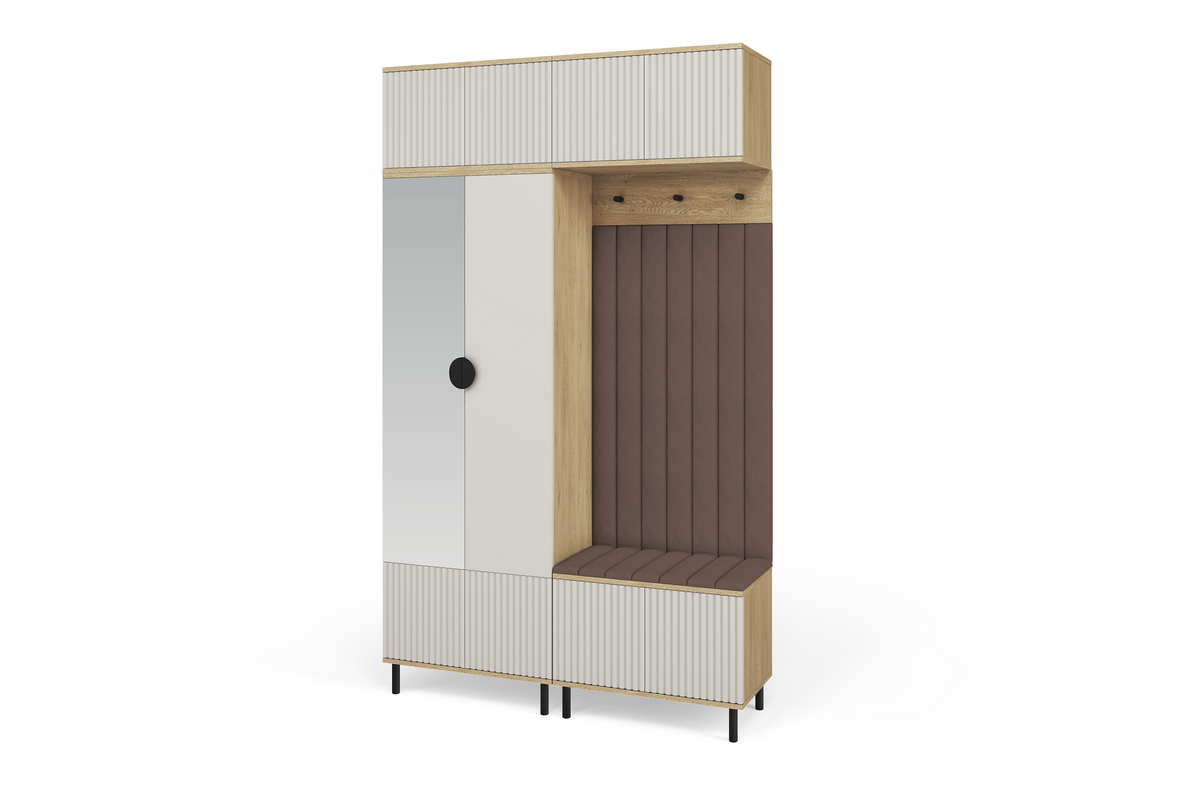 Bello Hallway Wardrobe Set 2 – Choose Leg Height, Mirror & Panel Colour | Cashmere & Cremona Oak