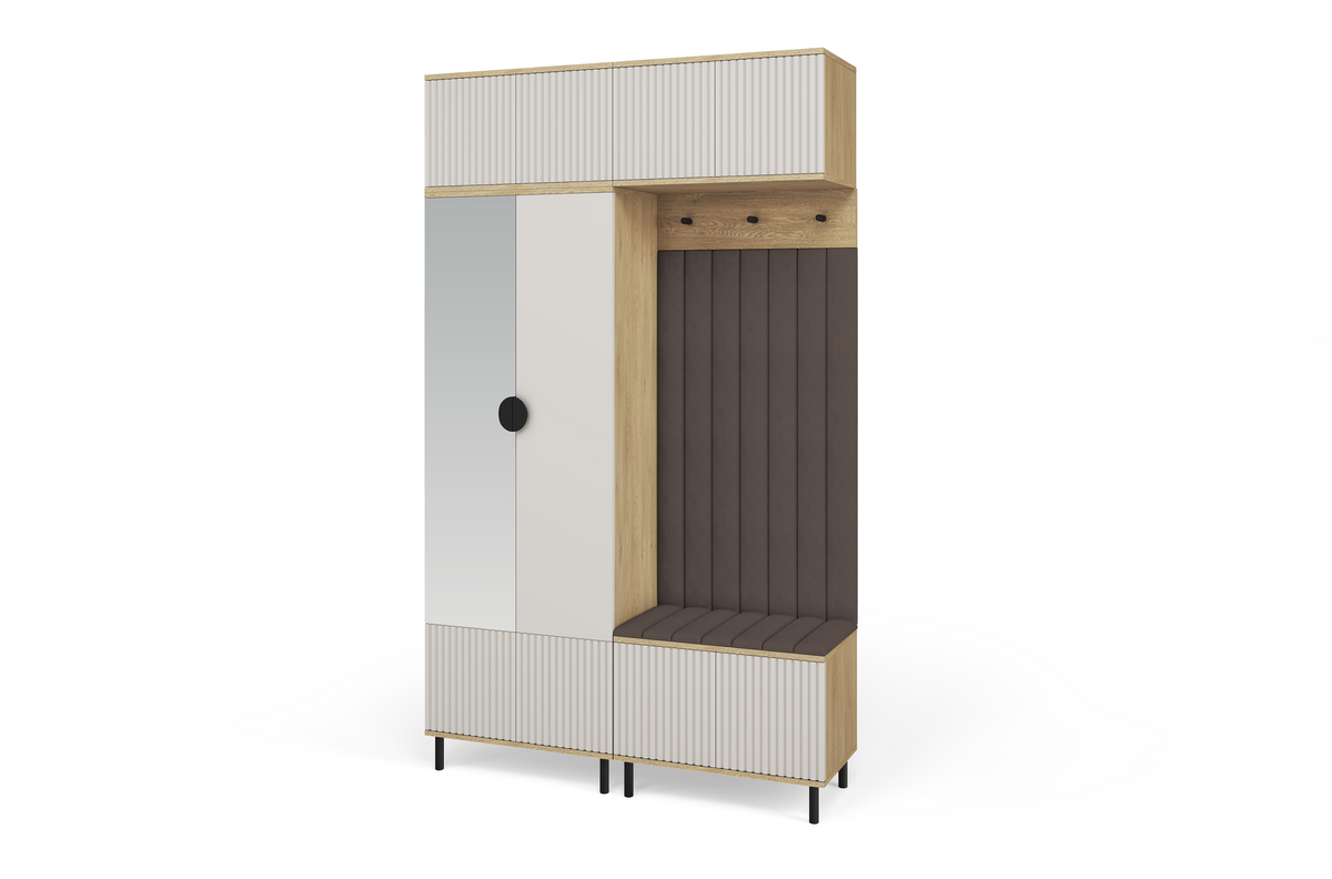 Bello Hallway Wardrobe Set 2 – Choose Leg Height, Mirror & Panel Colour | Cashmere & Cremona Oak