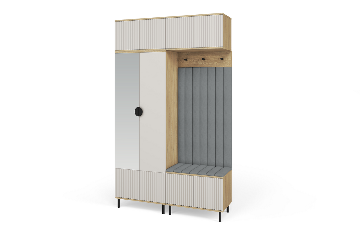 Bello Hallway Wardrobe Set 2 – Choose Leg Height, Mirror & Panel Colour | Cashmere & Cremona Oak