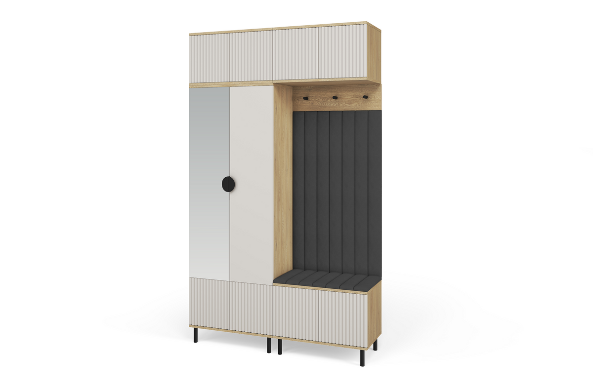 Bello Hallway Wardrobe Set 2 – Choose Leg Height, Mirror & Panel Colour | Cashmere & Cremona Oak