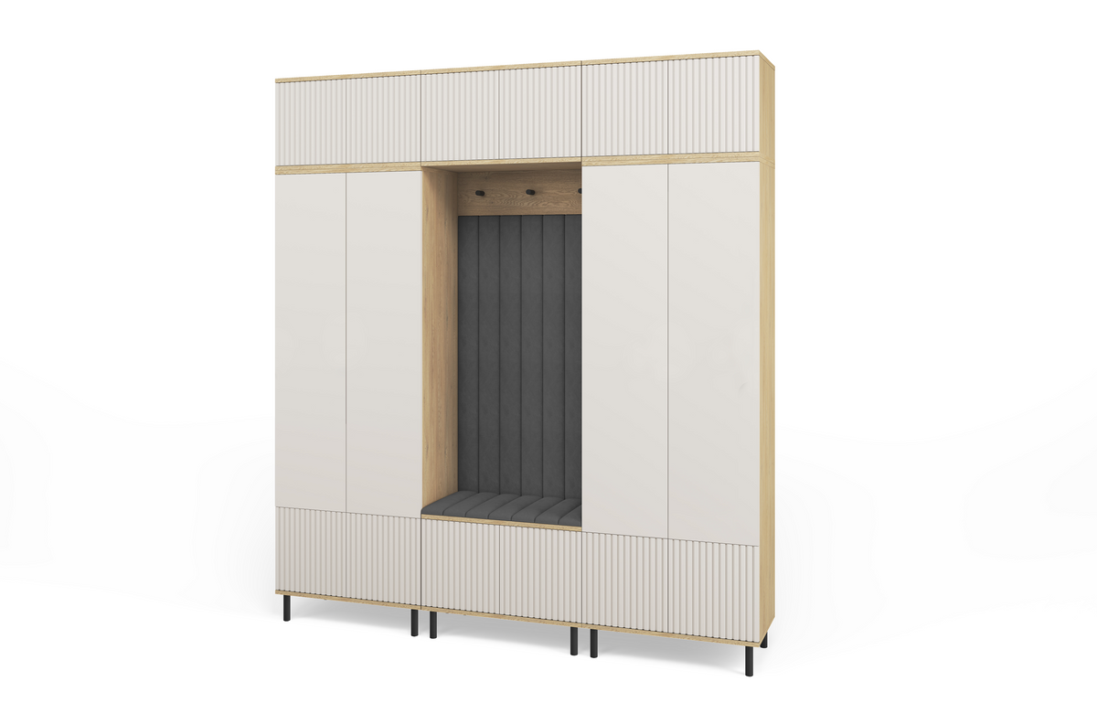 Bello Hallway Wardrobe Set 3 – Choose Leg Height, Mirror & Panel Colour | Cashmere & Cremona Oak