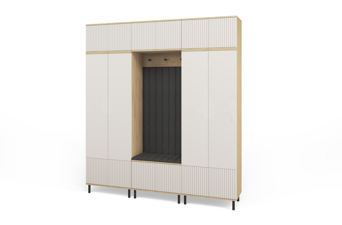 Bello Hallway Wardrobe Set 3 – Choose Leg Height, Mirror & Panel Colour | Cashmere & Cremona Oak