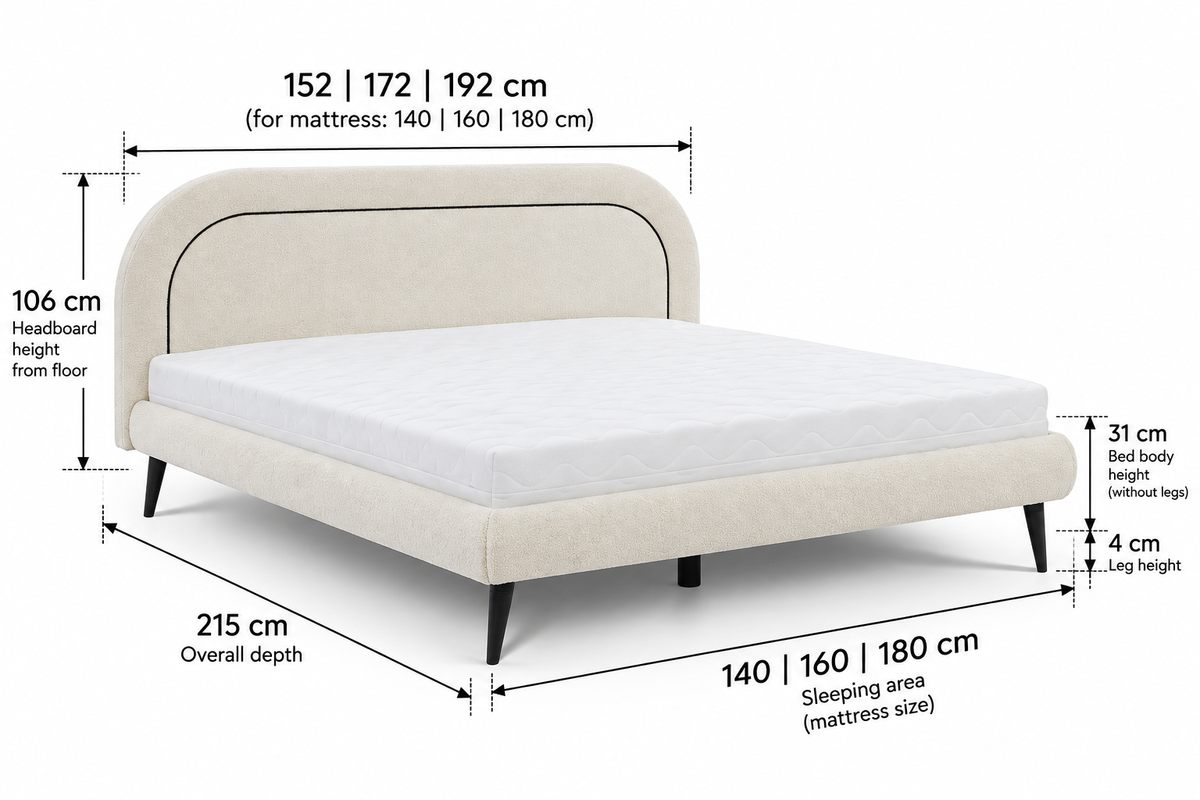 NELLO Upholstered Bed  140 /160 / 180 cm – Choose Your Configuration