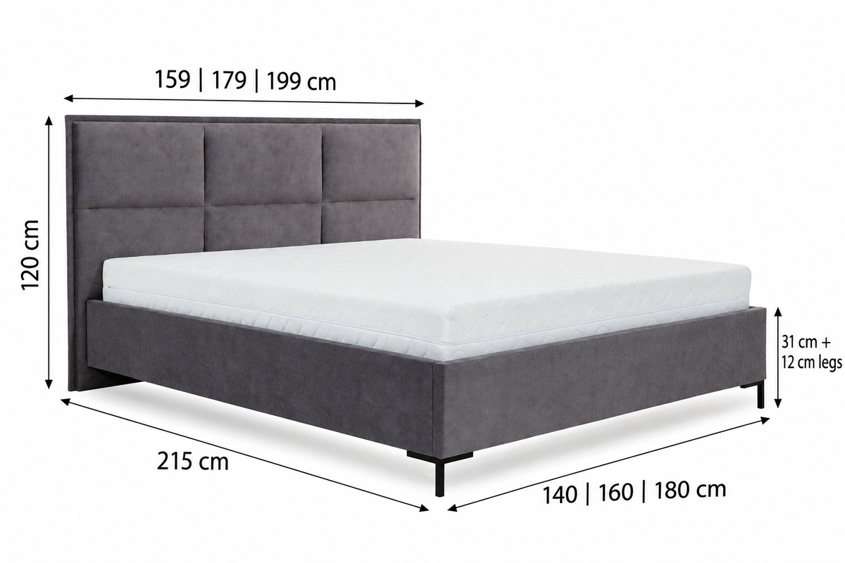 NORD Upholstered Bed 140 / 160 / 180 cm – Choose Your Configuration