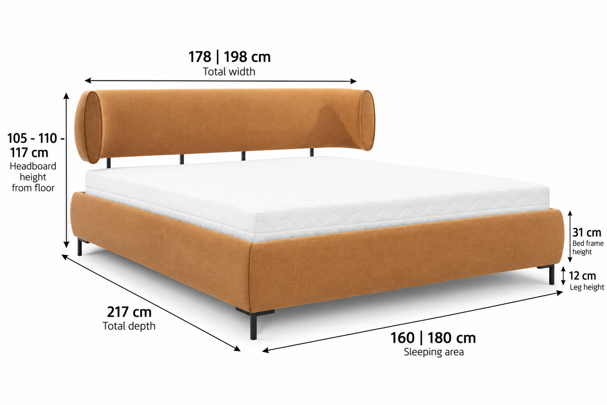 OVALO Upholstered Bed 160 / 180 cm – Choose Your Configuration