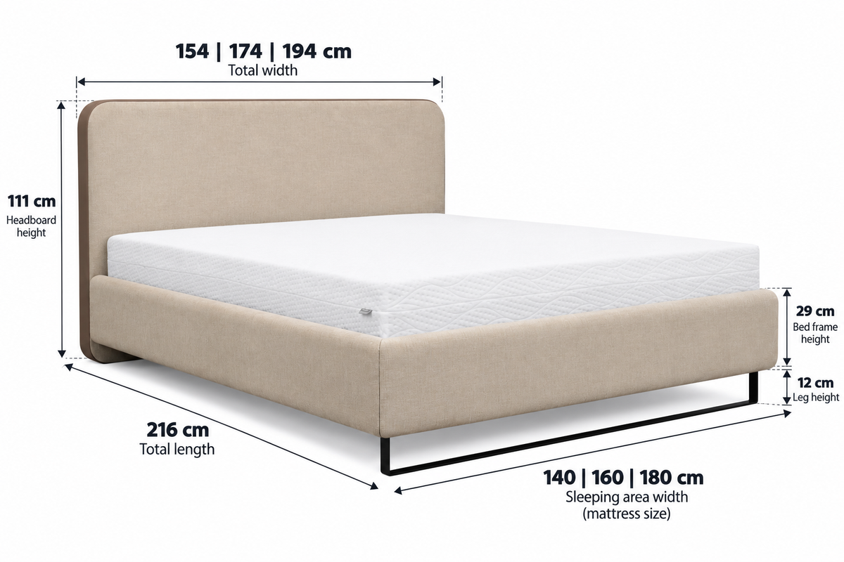ITALO Upholstered Bed 140 / 160 / 180 cm – Choose Your Configuration
