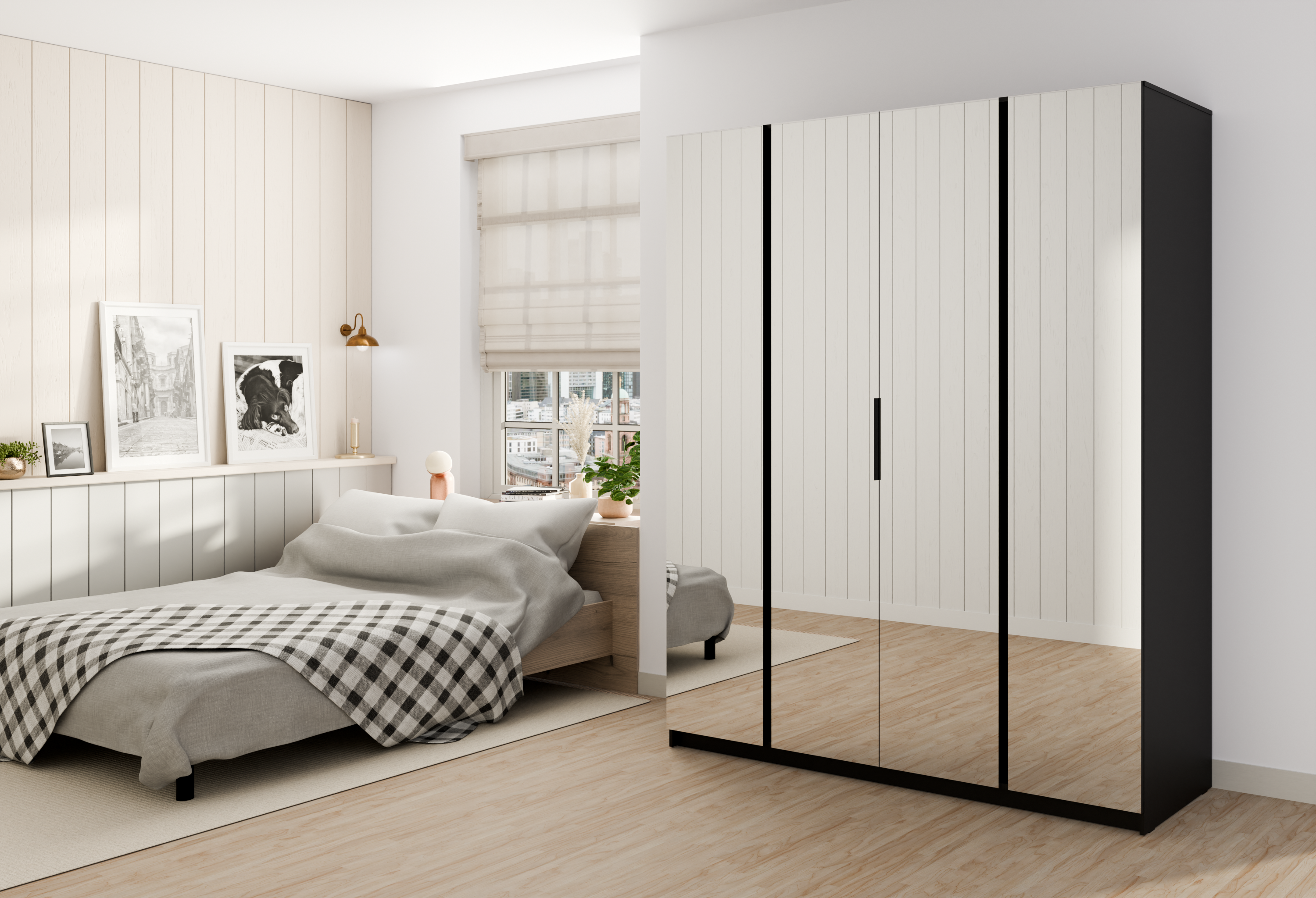 LE KAJA BL/BL 4 Wardrobe with Mirror