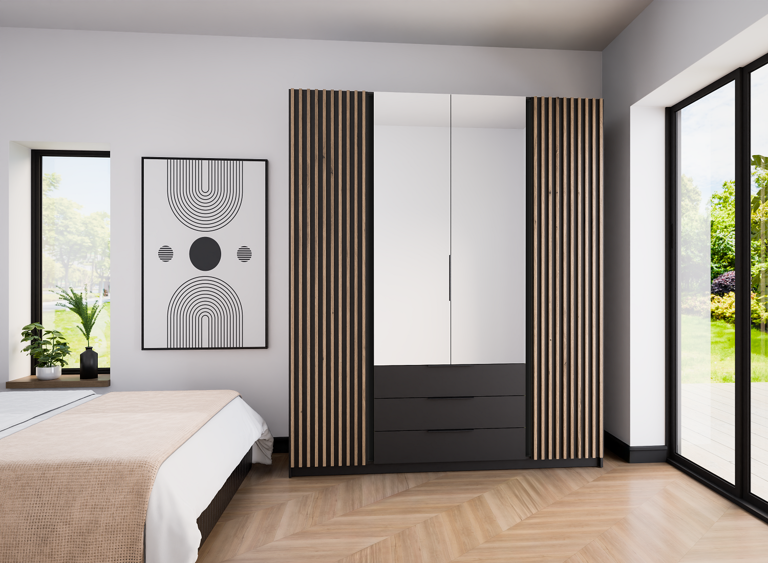 LE KAJA BL/BL-EV 2LAM 2F 3S Wardrobe with Mirror