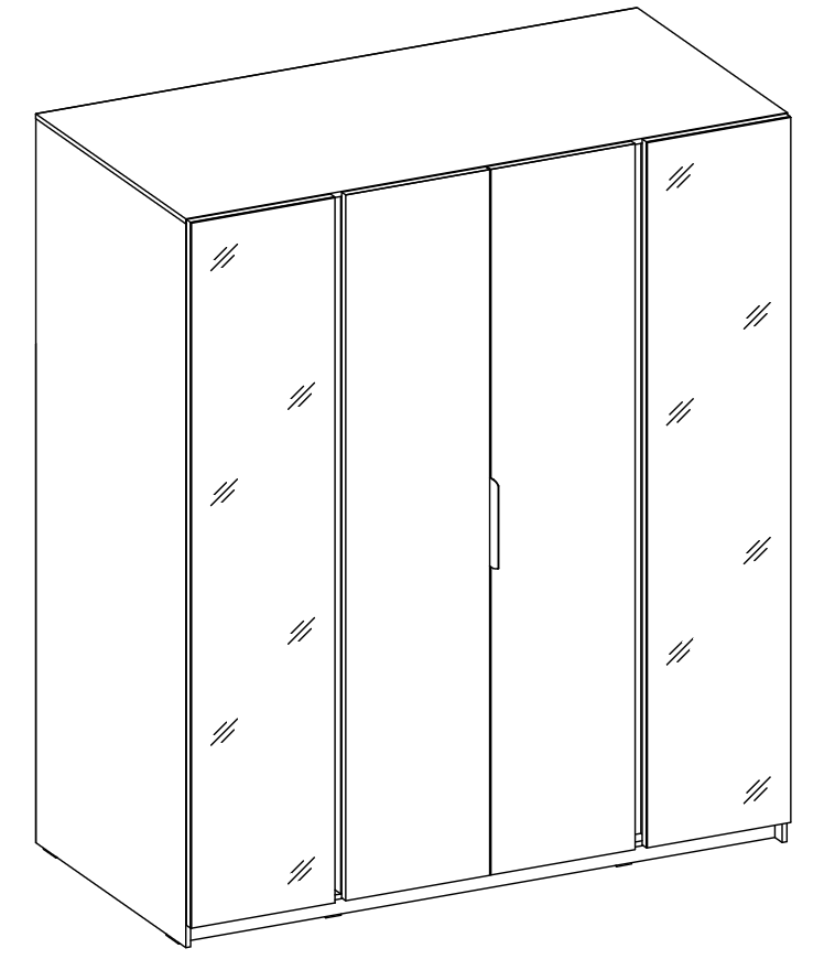 LE KAJA BL/EV 2 2F Wardrobe with Mirror