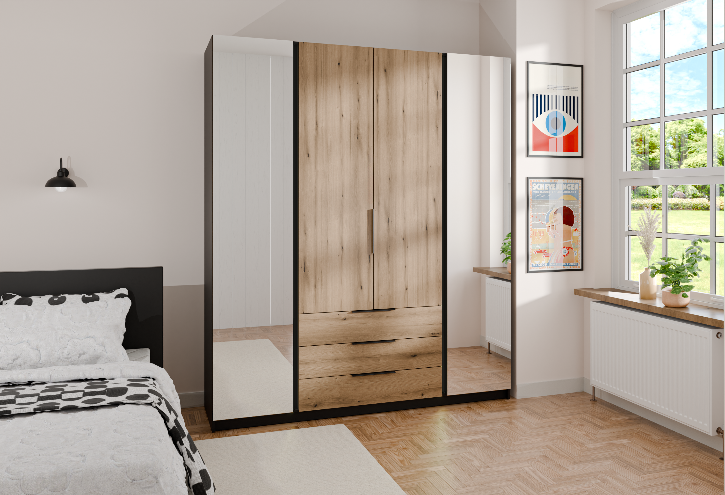 LE KAJA BL/EV 2F 3S Wardrobe with Mirror