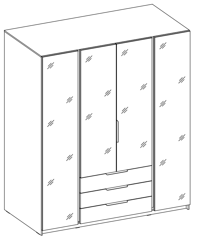 LE KAJA EV/EV 4 3S Wardrobe with Mirror