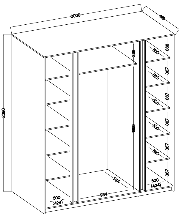 LE KAJA BL/BL-EV 2LAM 2F Wardrobe