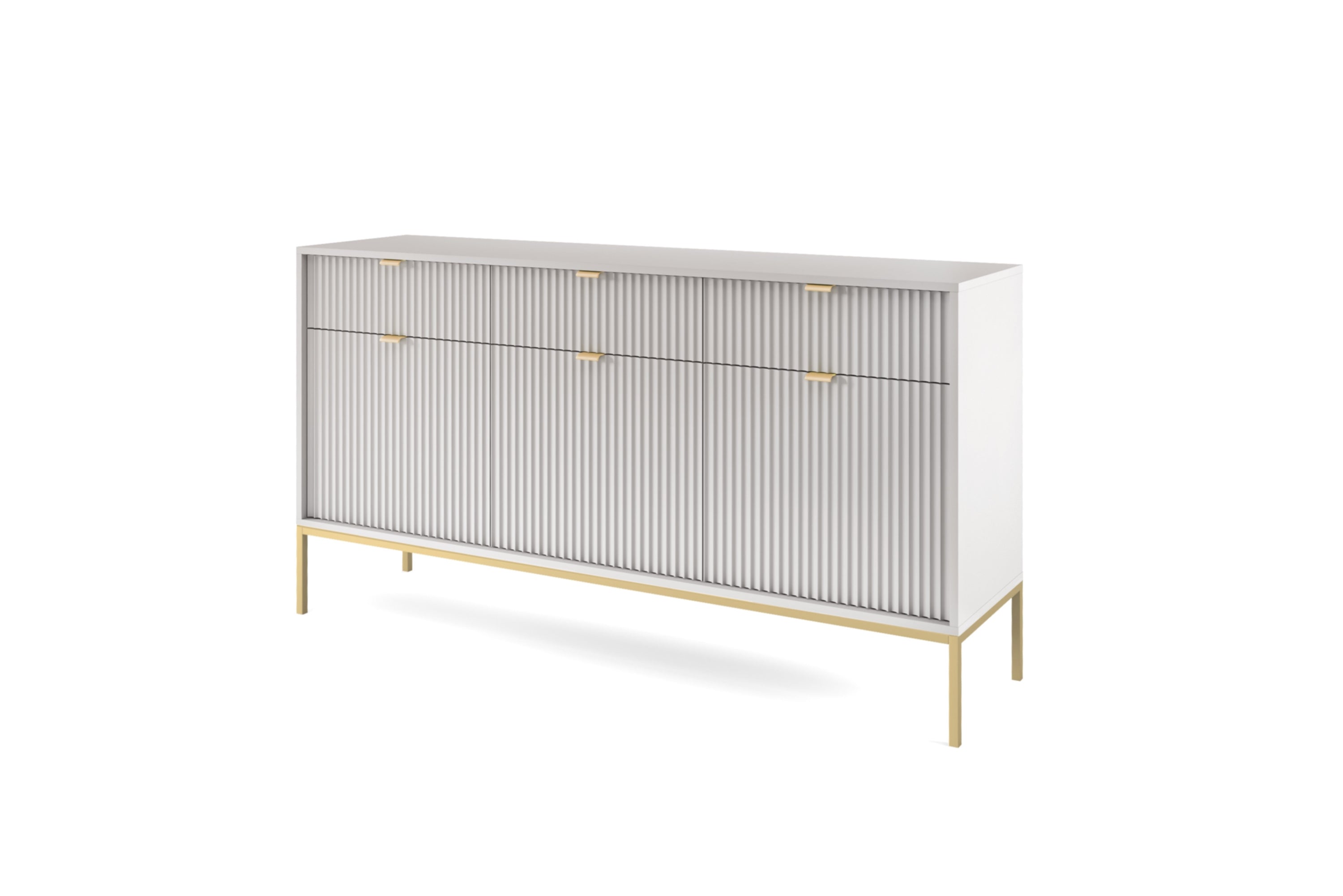 Nova Dresser Gray - Modern Design with Three Push to Open Door and Three Drawers