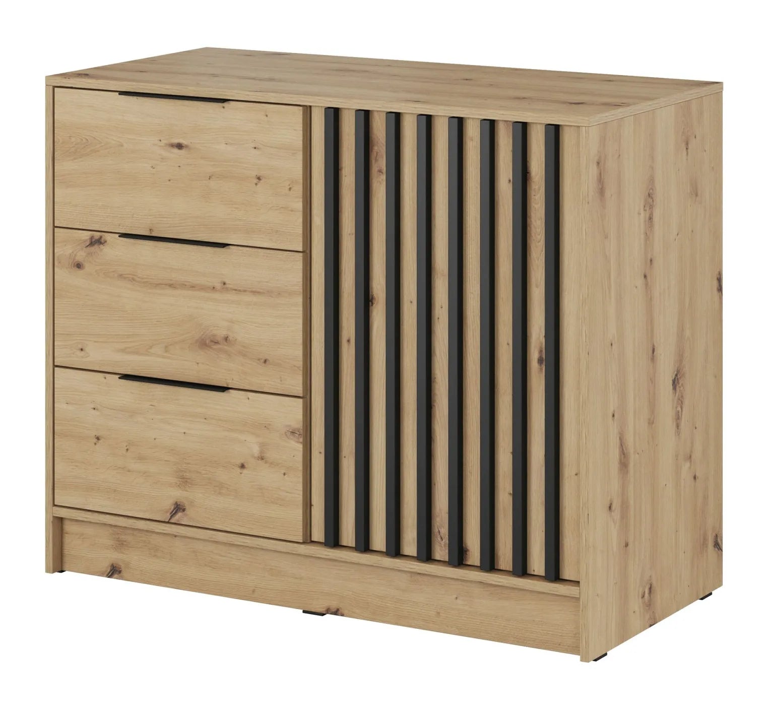 Nelly K2 Chest of Drawers – Artisan Oak / Black Slats