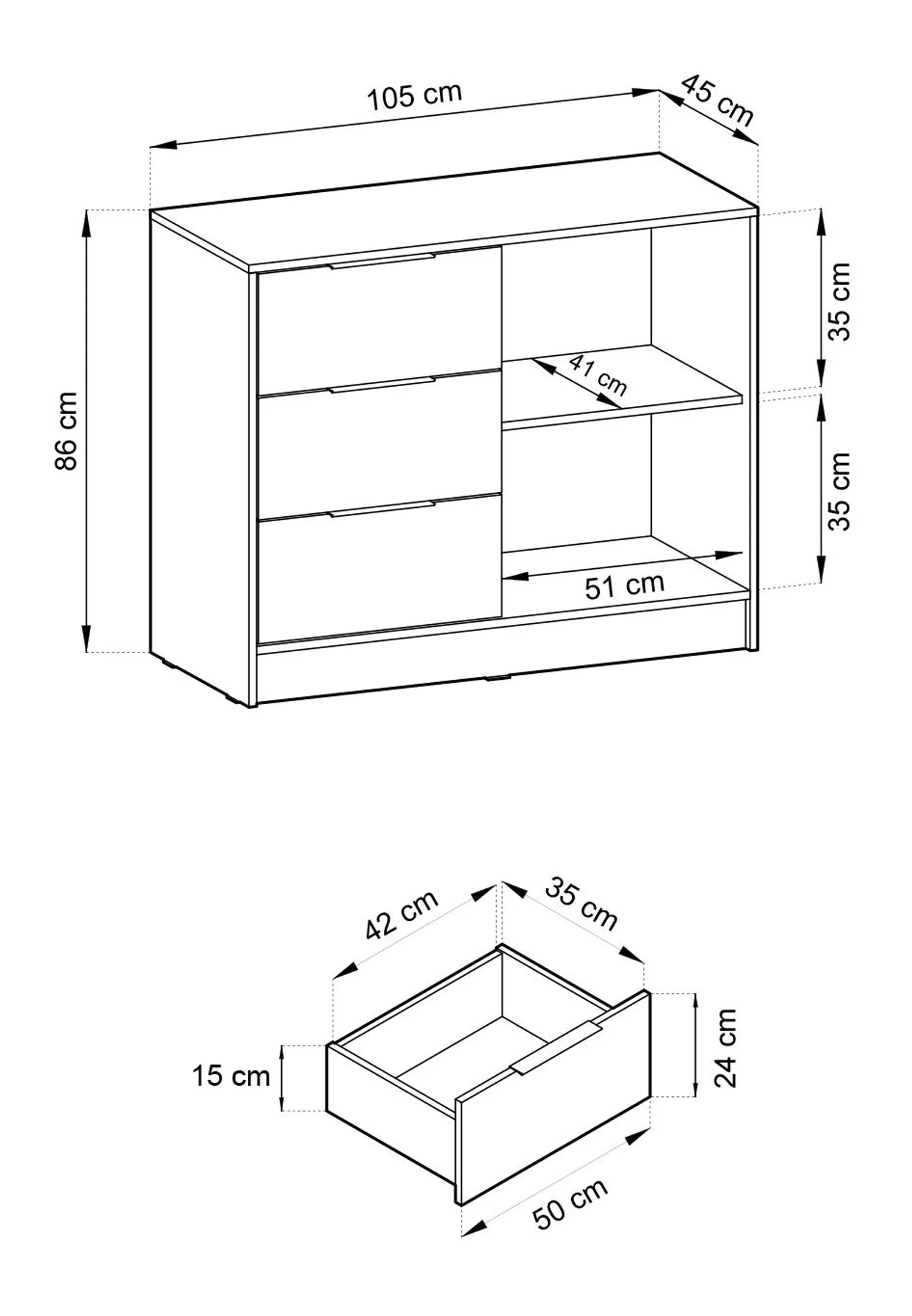 Nelly K2 Chest of Drawers – Graphite / Artisan Slats