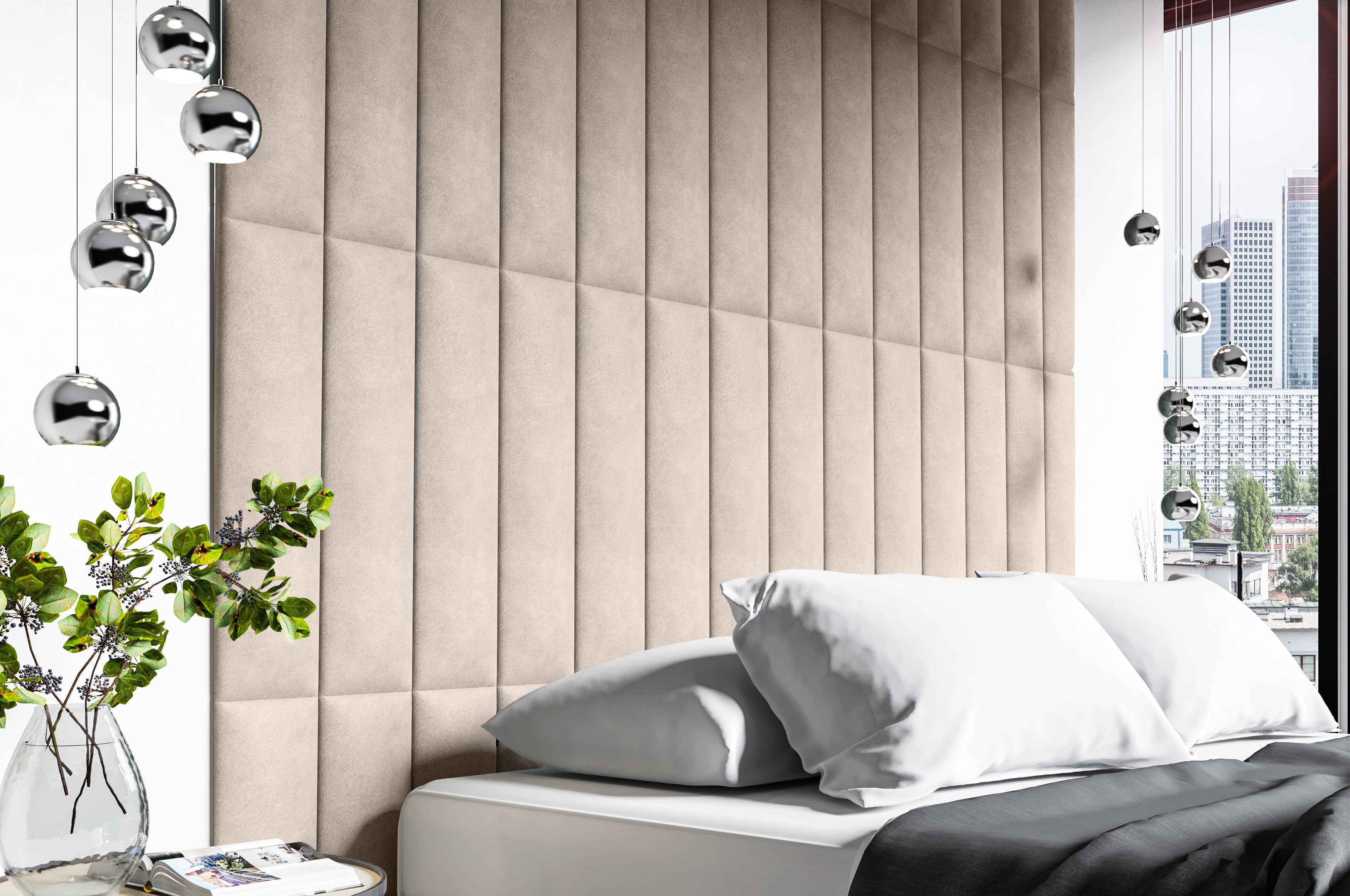 Upholstered Wall Panels 80x15 cm