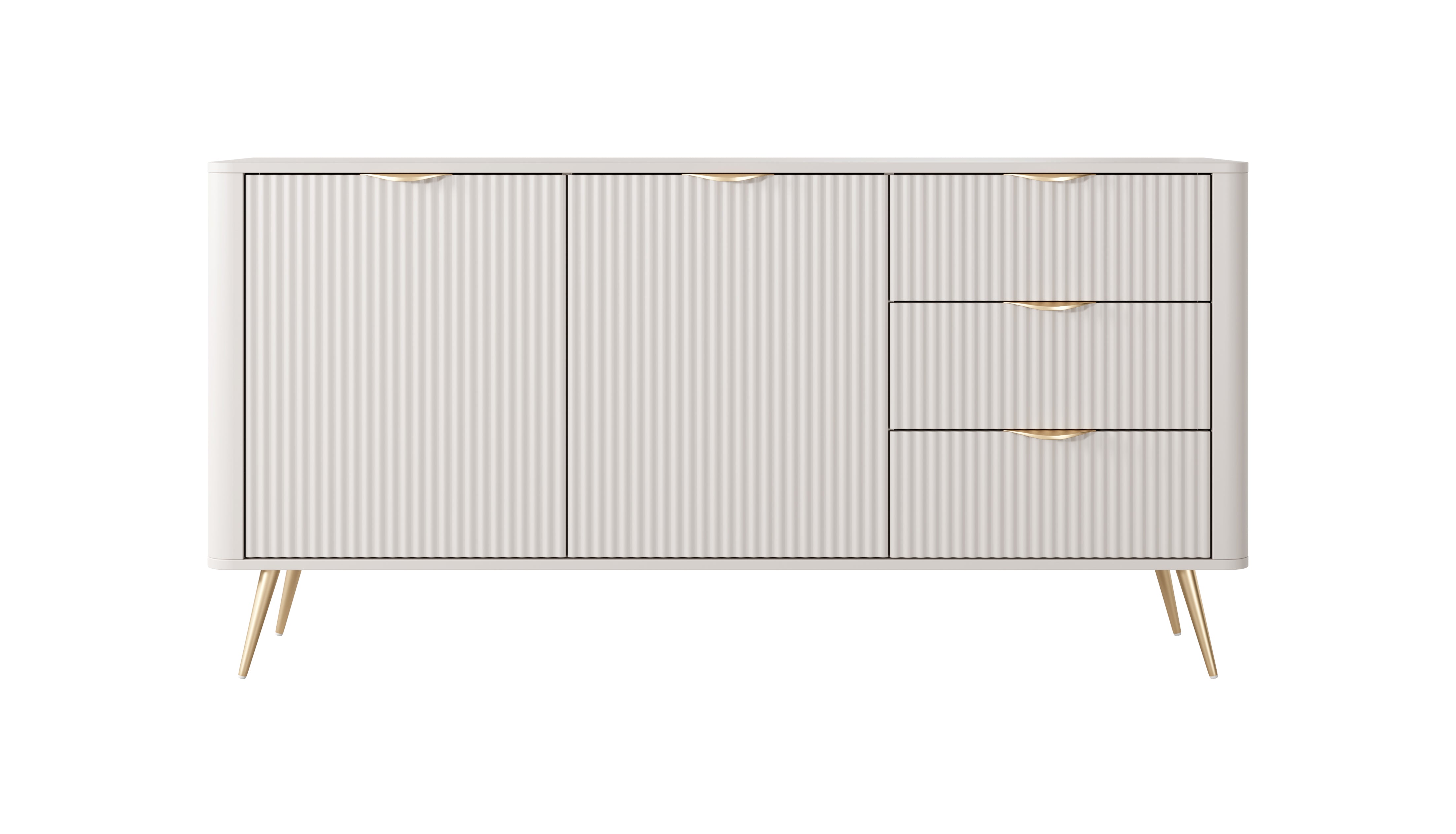 Lask Lante – Sideboard 163 cm with 2 Doors and 3 Drawers Beige (163.2 × 81.2 × 38 cm)