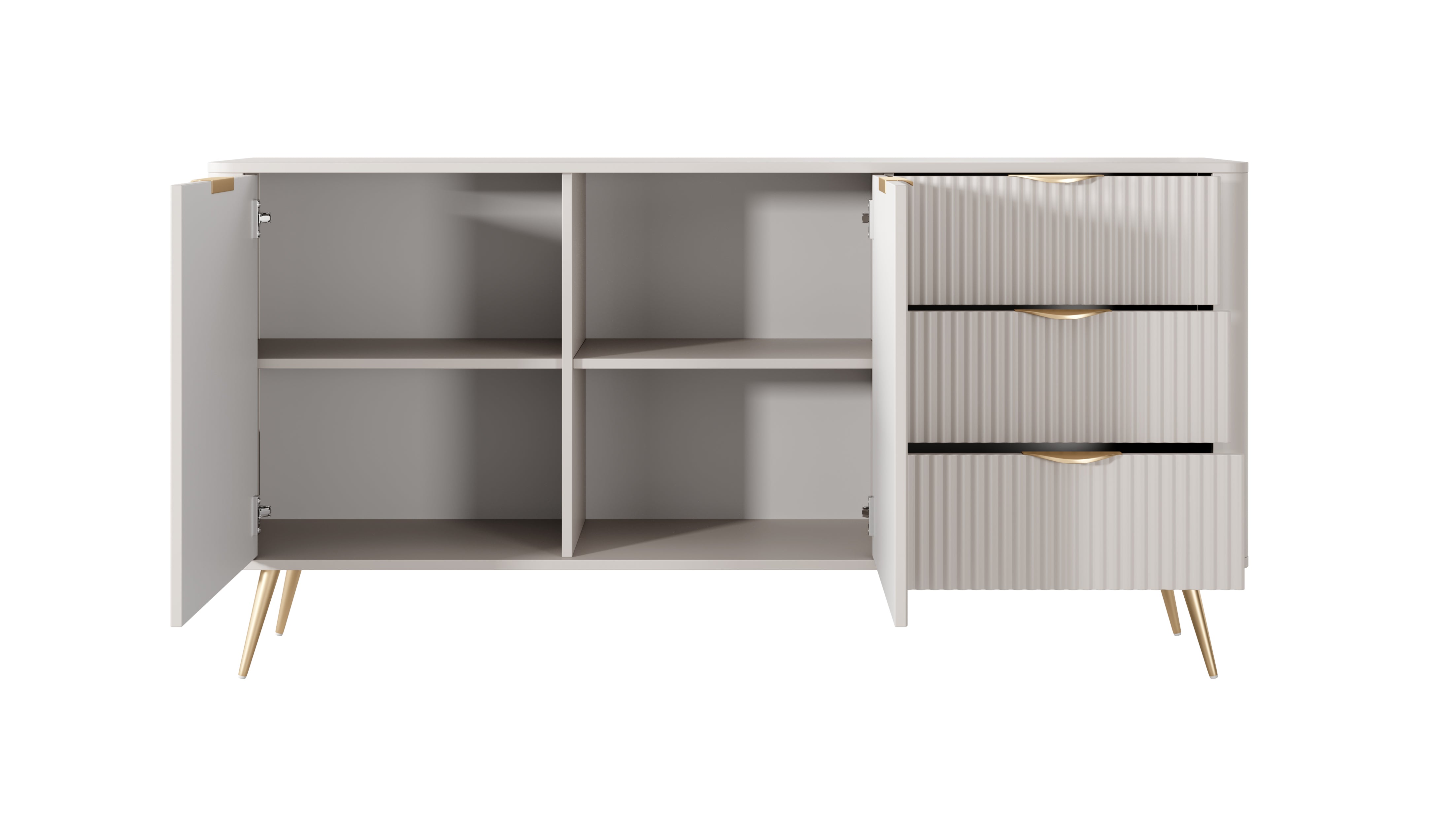 Lask Lante – Sideboard 163 cm with 2 Doors and 3 Drawers Beige (163.2 × 81.2 × 38 cm)