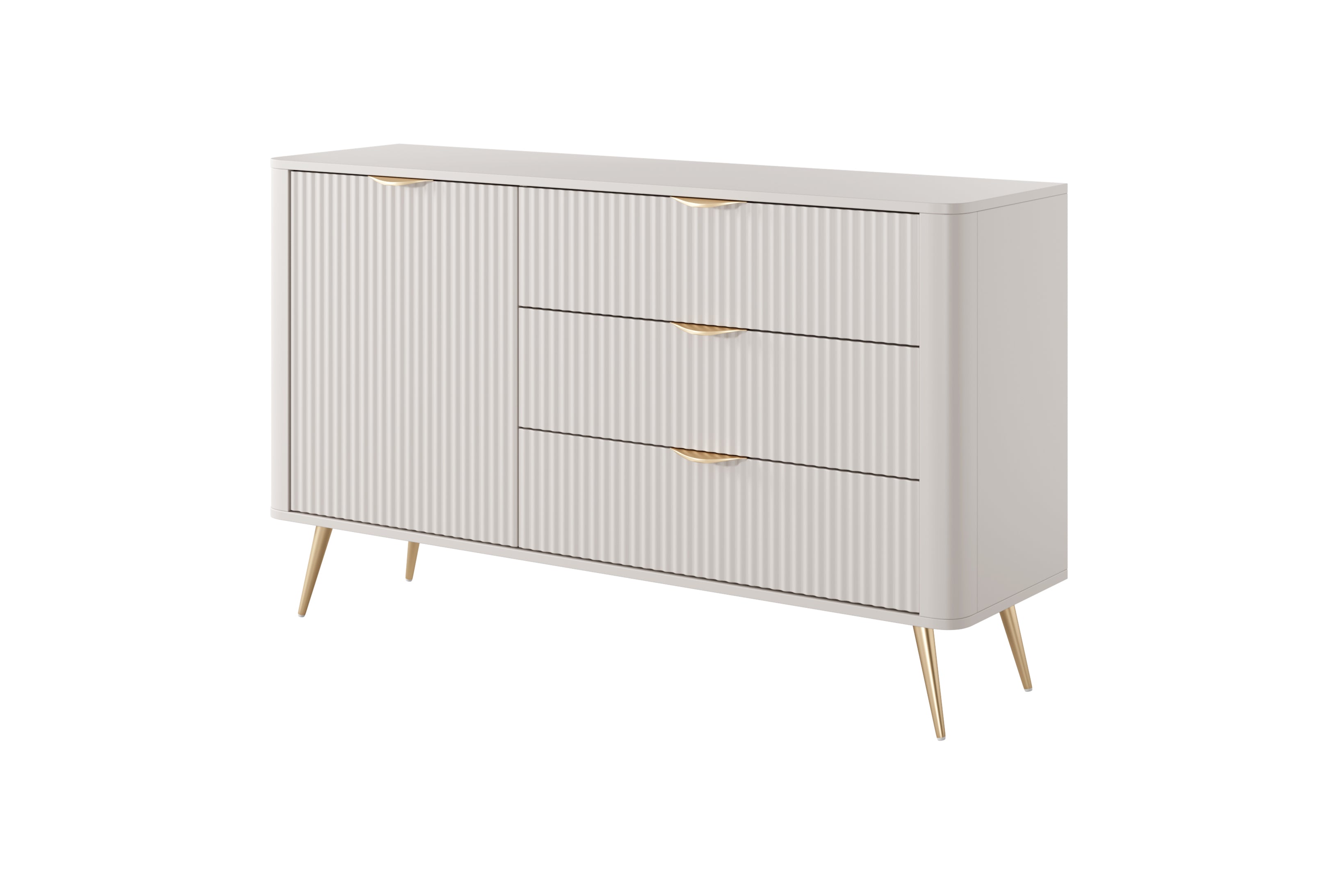 Lask Lante – Sideboard 138 cm with 3 Drawers and 1 Door Beige (138.2 × 81.2 × 38 cm)
