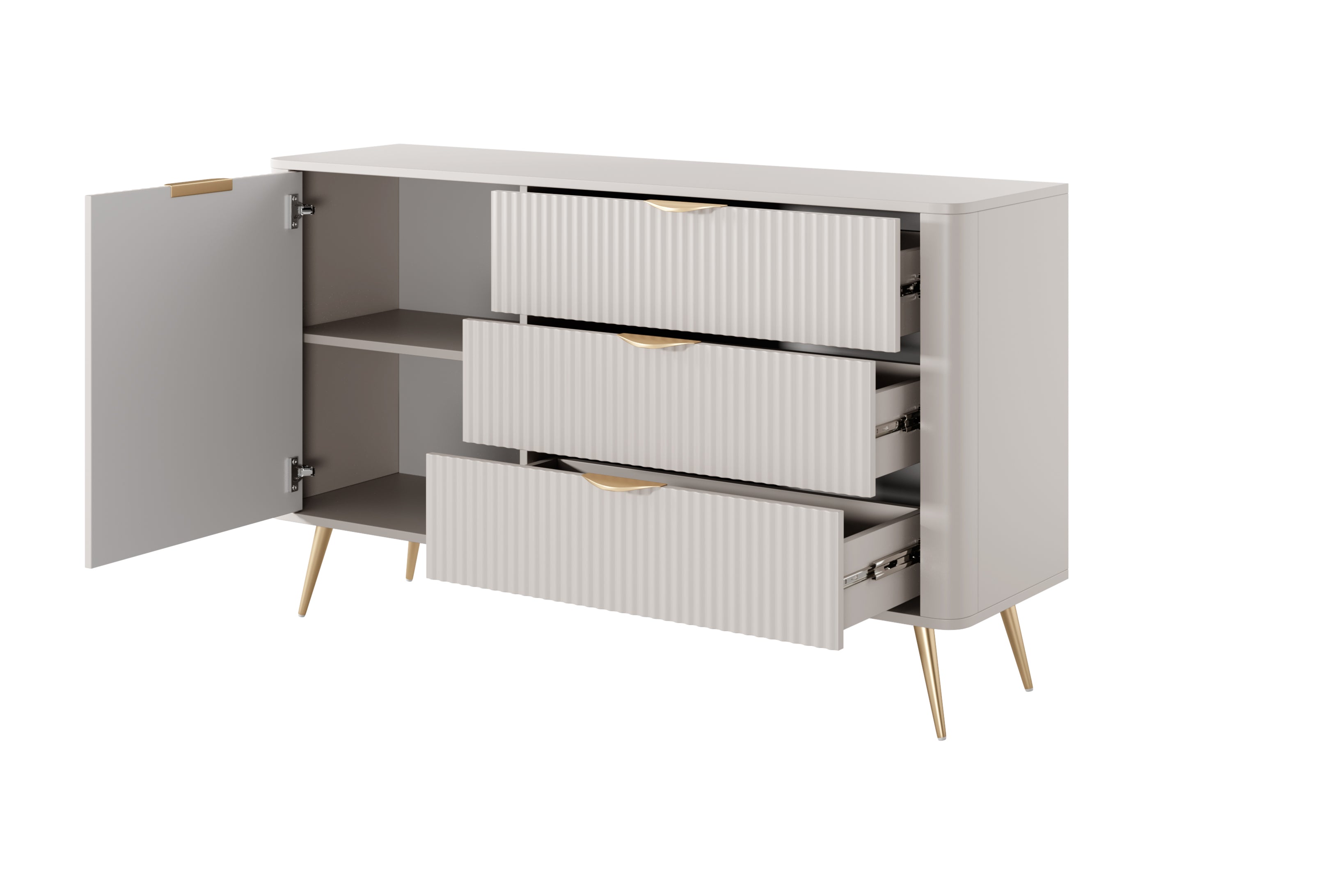 Lask Lante – Sideboard 138 cm with 3 Drawers and 1 Door Beige (138.2 × 81.2 × 38 cm)