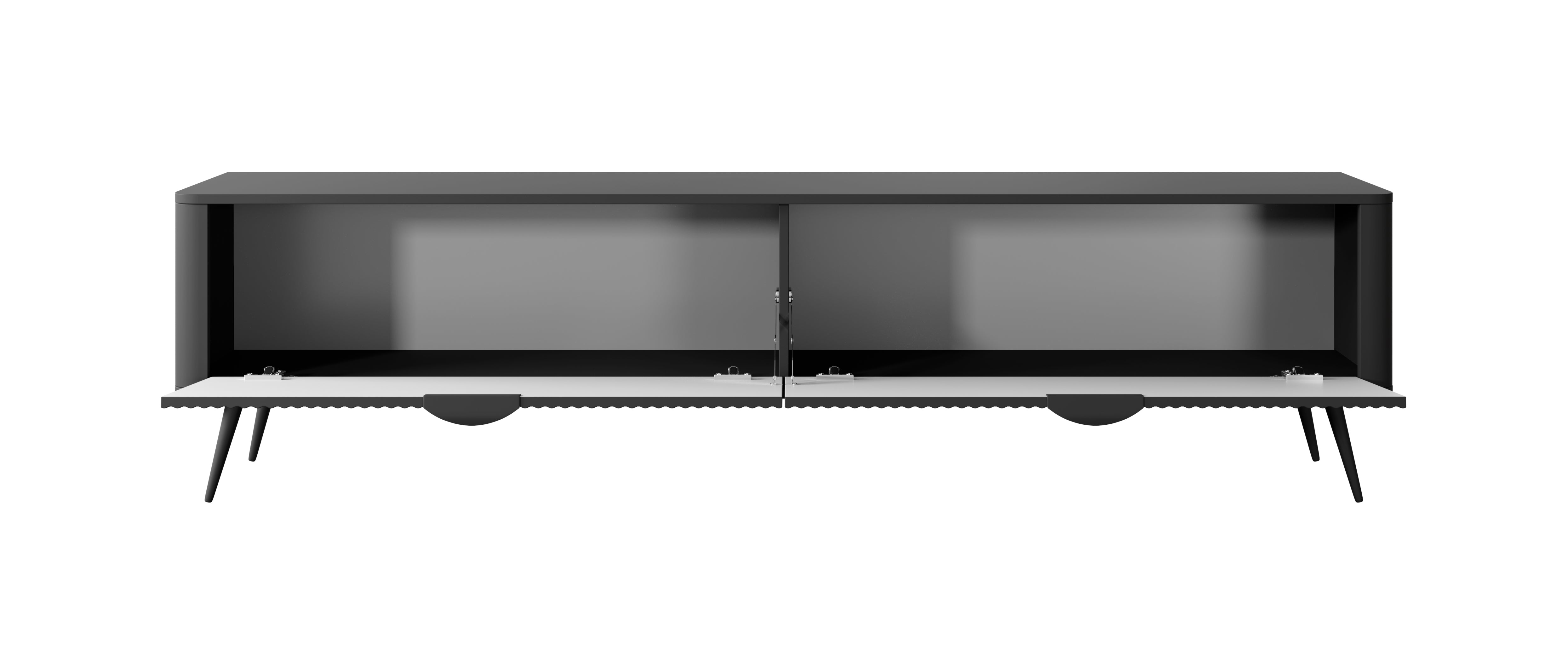Lask Lante – TV Cabinet 200 cm with 2 Doors Black (200 × 51.2 × 38 cm)