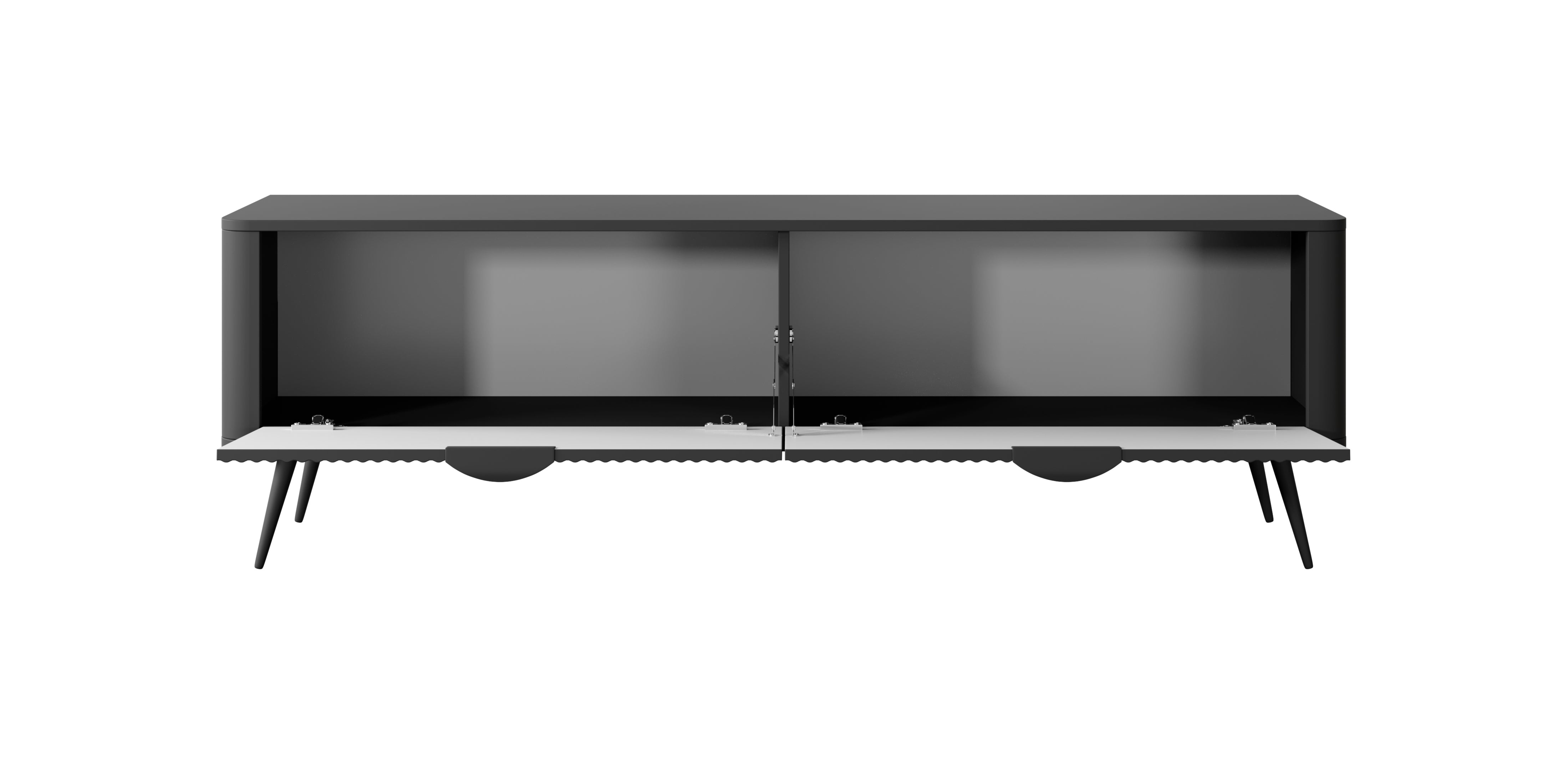 Lask Lante – TV Cabinet 163 cm with 2 Doors Black (163.2 × 51.2 × 38 cm)