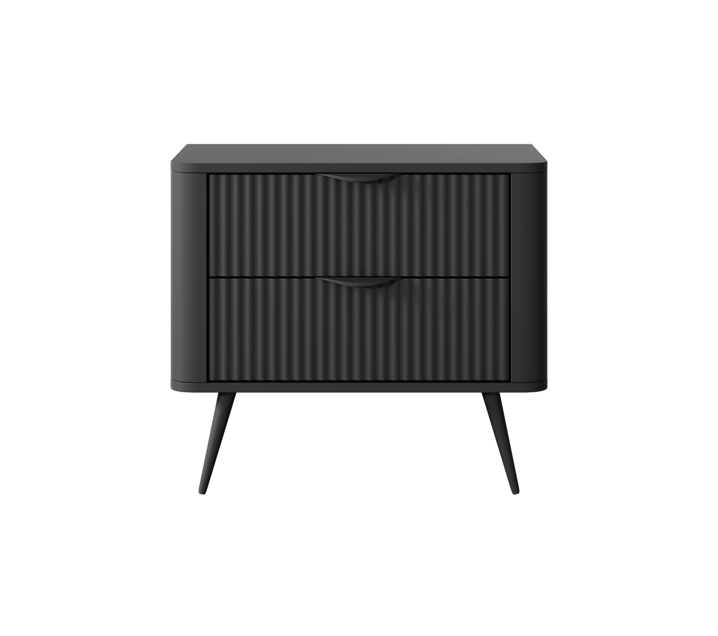 Lask Lante Black – Bedside Table with 2 Drawers (63.2 × 55.3 × 38 cm)