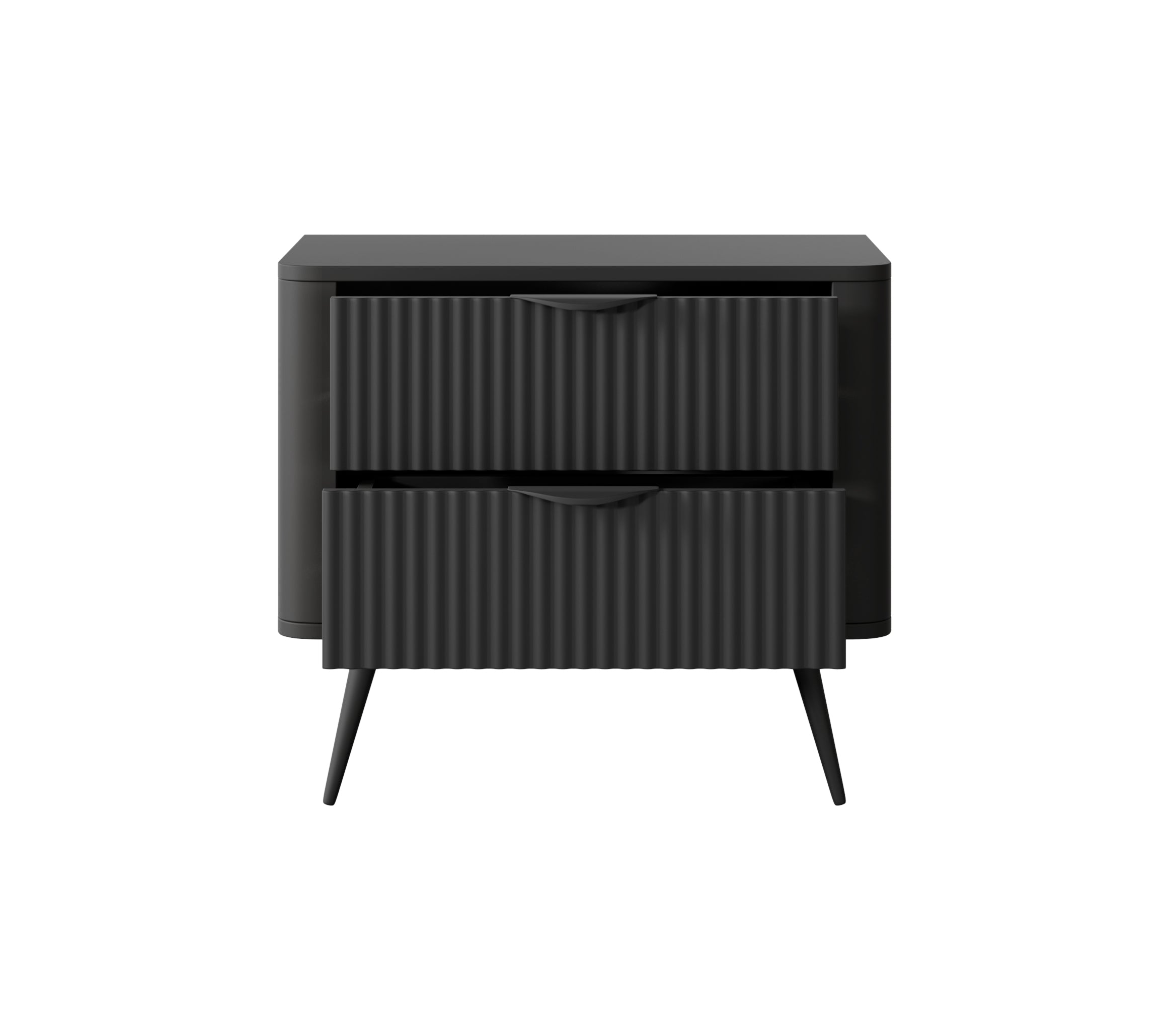 Lask Lante Black – Bedside Table with 2 Drawers (63.2 × 55.3 × 38 cm)