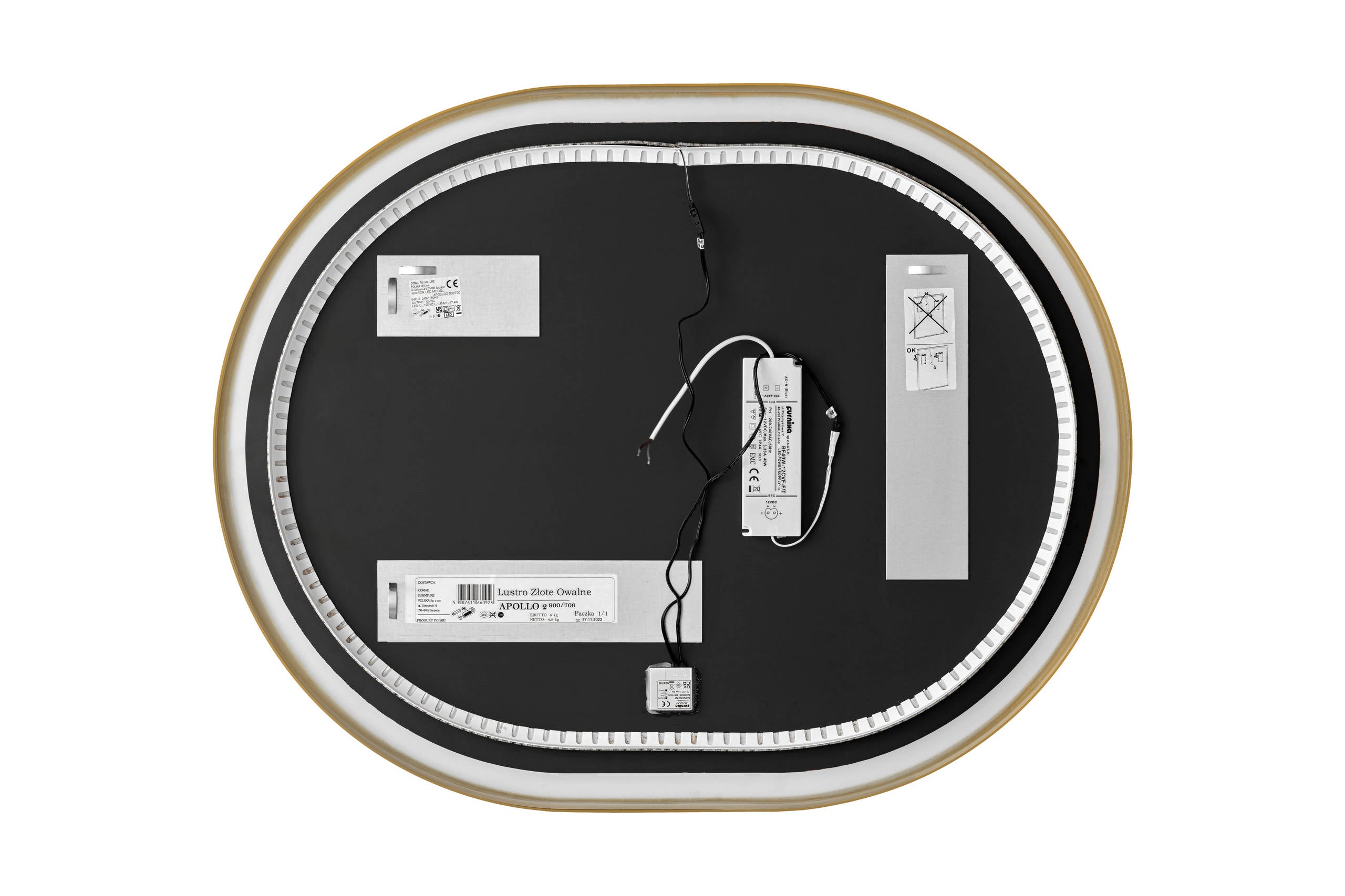 Apollo 2 Gold LED Mirror – 70 x 90 cm