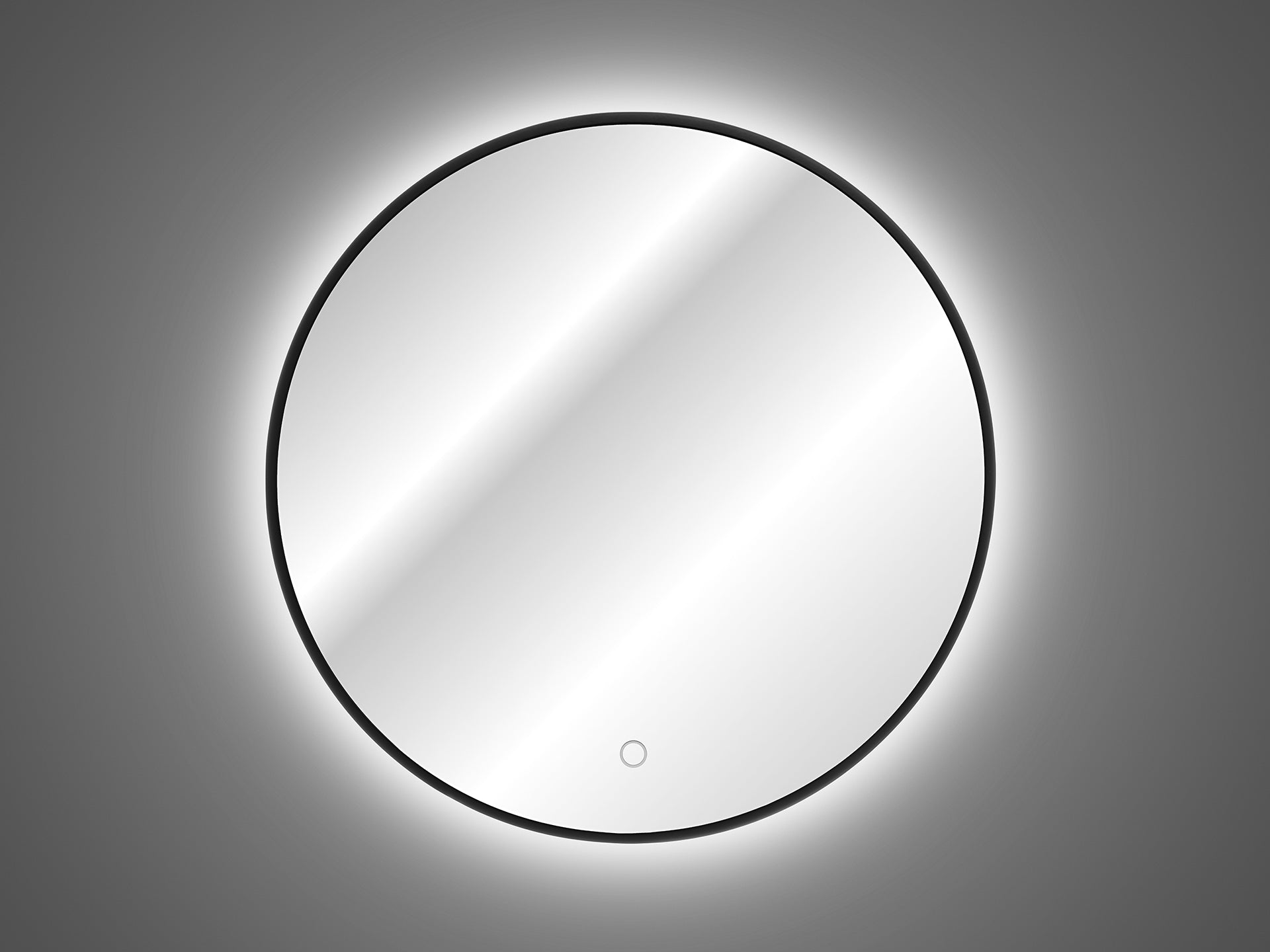 Luna 80 – Round LED Bathroom Mirror with Black Aluminium Frame, 80 cm