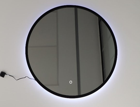 Luna 80 – Round LED Bathroom Mirror with Black Aluminium Frame, 80 cm