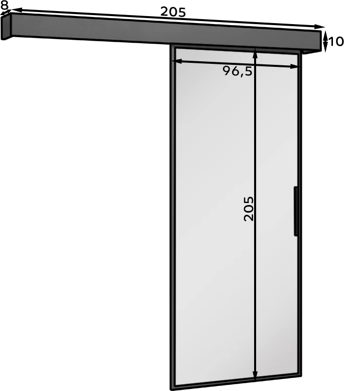 Lindo Sliding Door - white Mirror 205x96cm