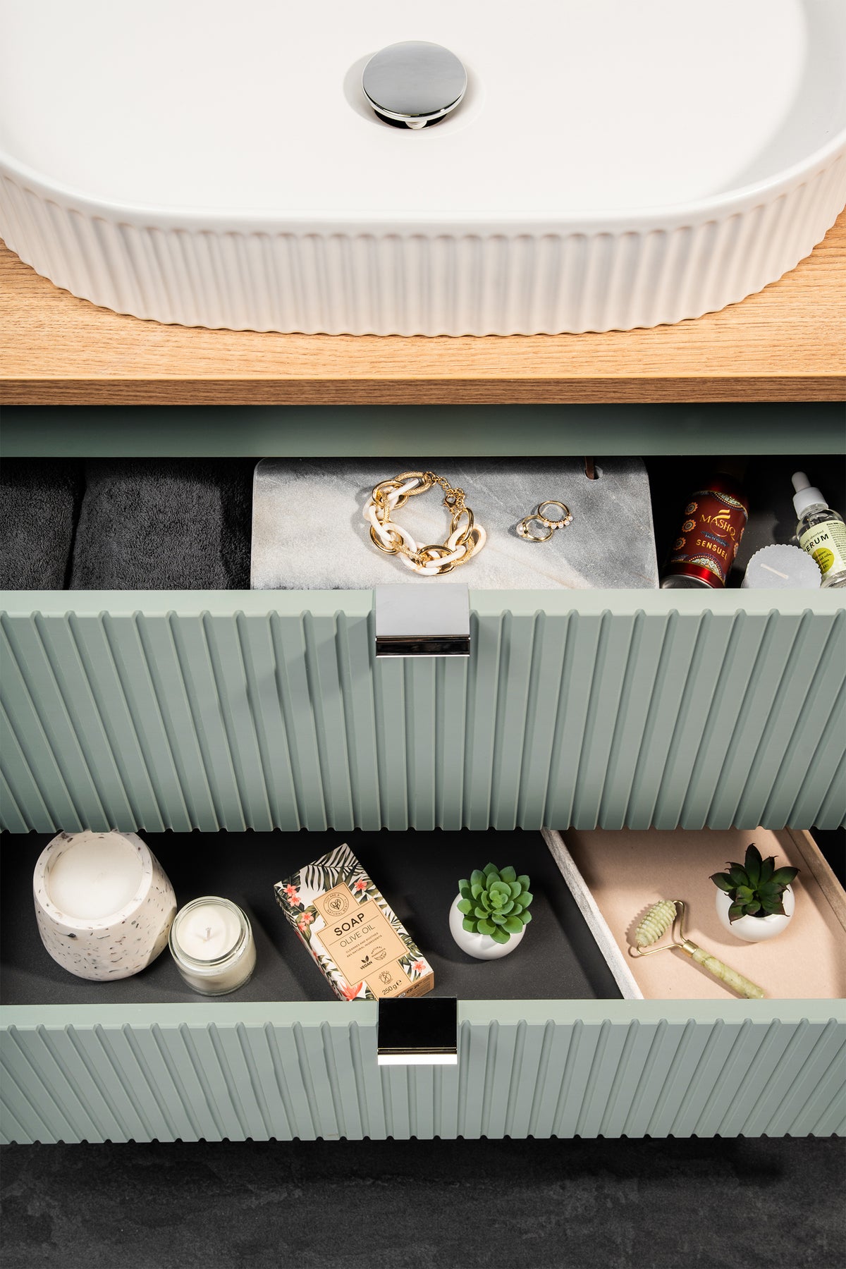 Line Reed Green Vanity Unit Set 50 / 60 / 80 / 120 / 140 cm – Configure Your Bathroom