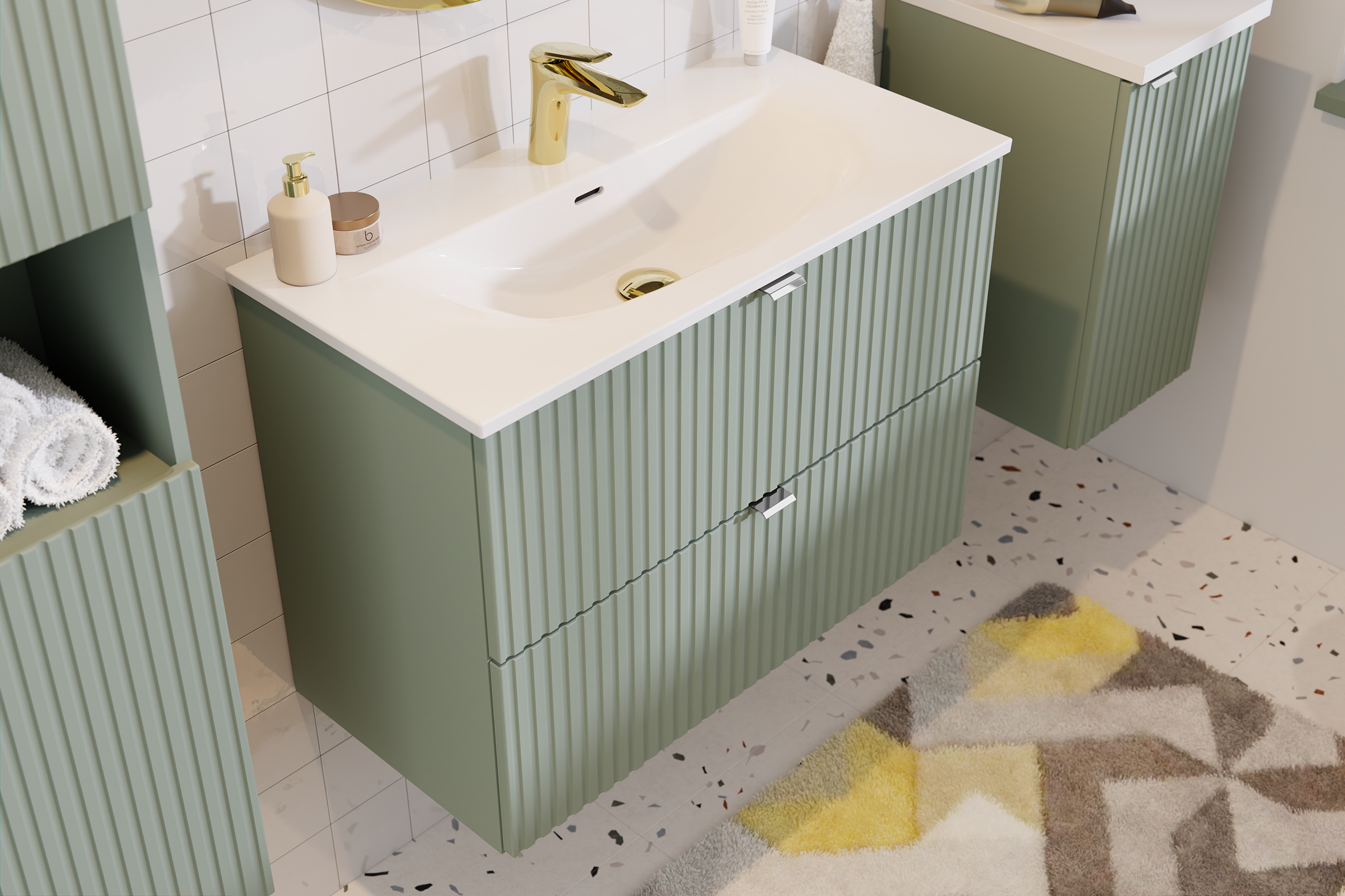 Line Reed Green Vanity Unit Set 50 / 60 / 80 / 120 / 140 cm – Configure Your Bathroom