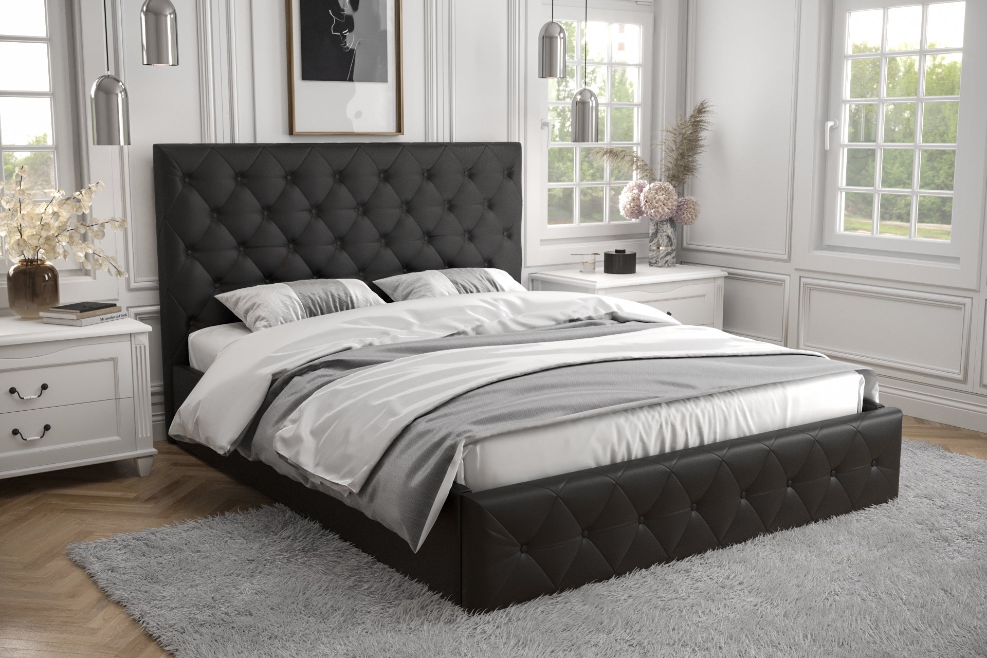 G-Rome Upholstered Bed with Gas Lift Storage