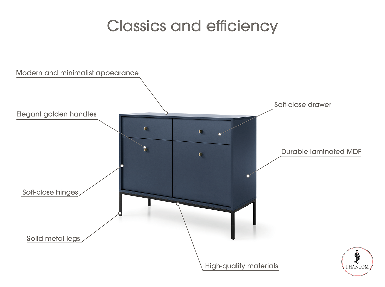 Mono Dresser with Two Push to Open System Doors and Two Drawers Beige