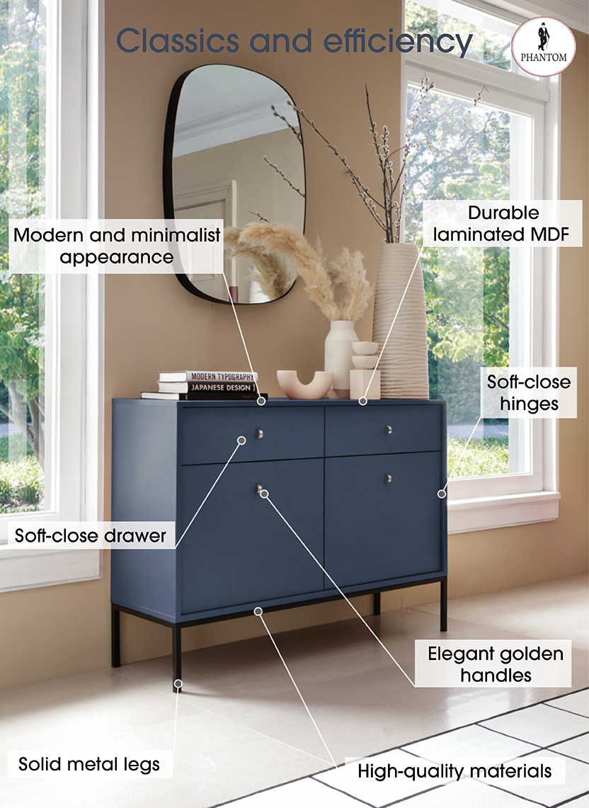 Mono Dresser with Two Push to Open System Doors and Two Drawers Beige