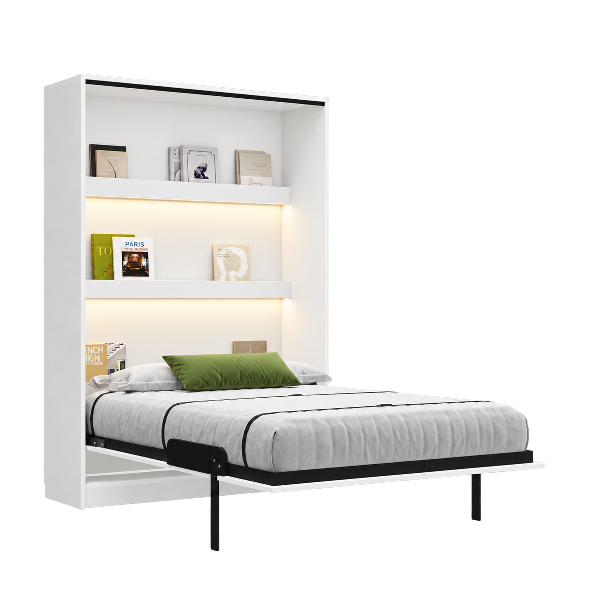 Customizable Genius COMFORT Murphy Bed Furniture Set 140 × 200 cm – White Matt
